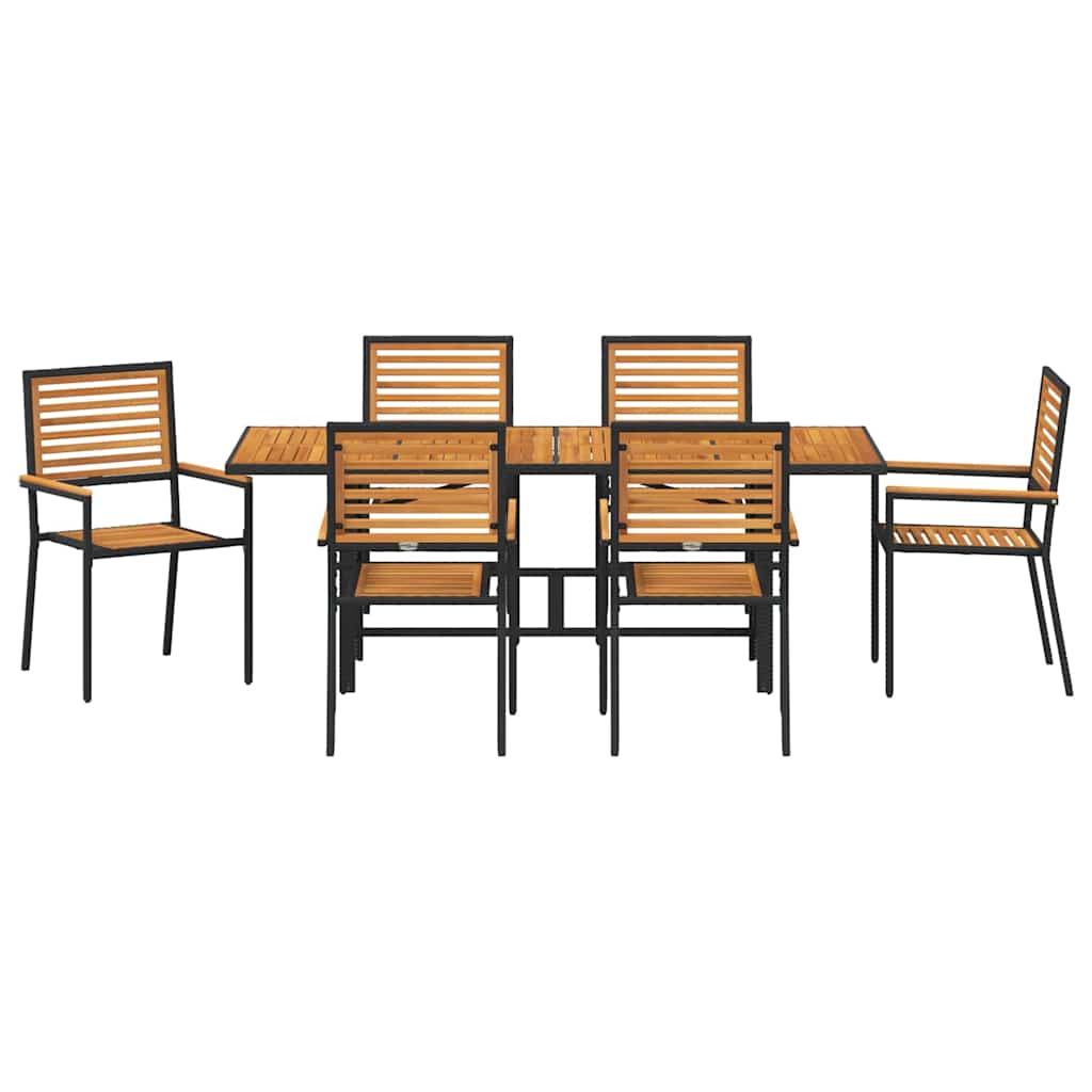 vidaXL Garden Dining Set 7 pcs Black and Brown poly rattan