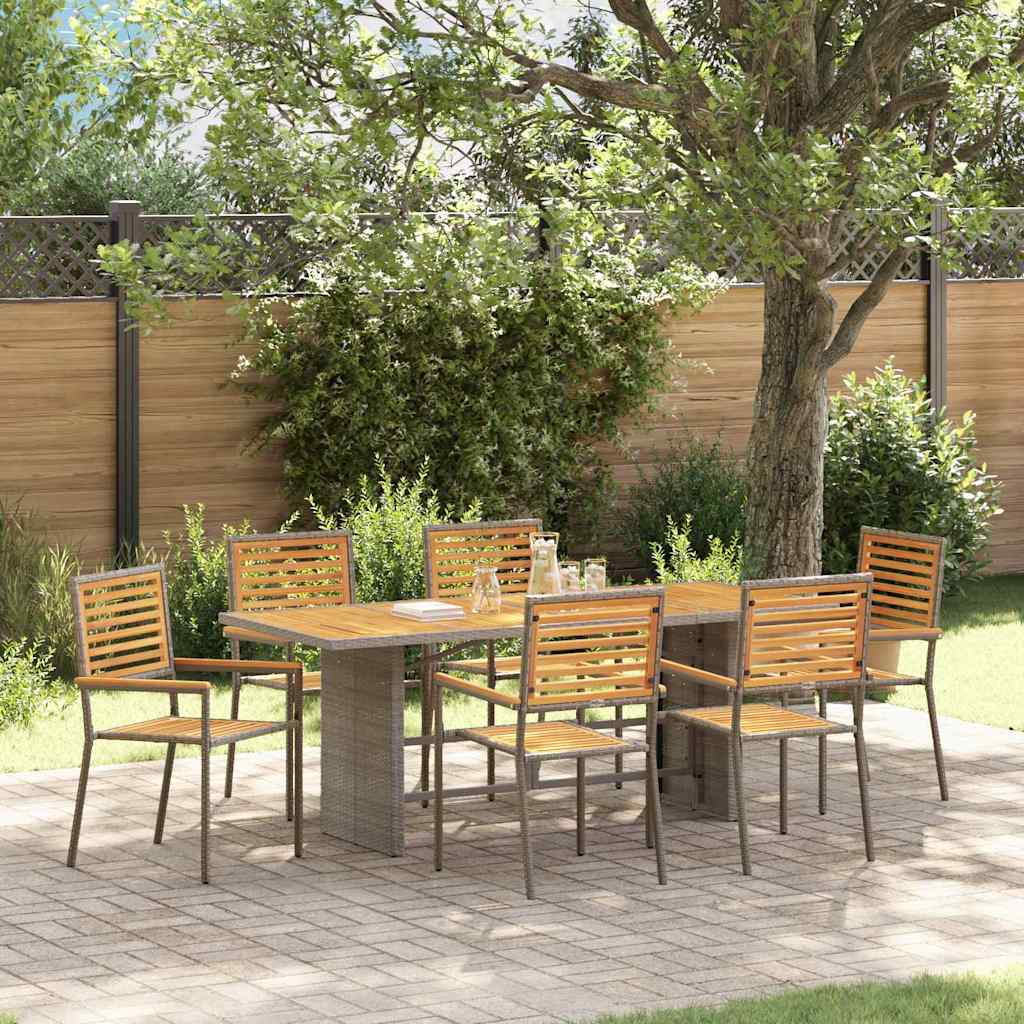 vidaXL Garden Dining Set 7 pcs Black and Brown poly rattan