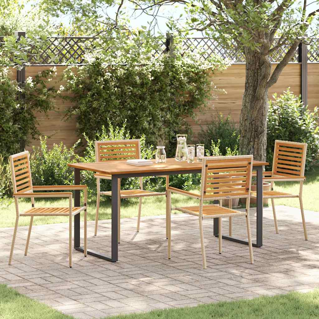 vidaXL Tuin Eettafel Set 7 pcs Zwart Massief Acacia Hout