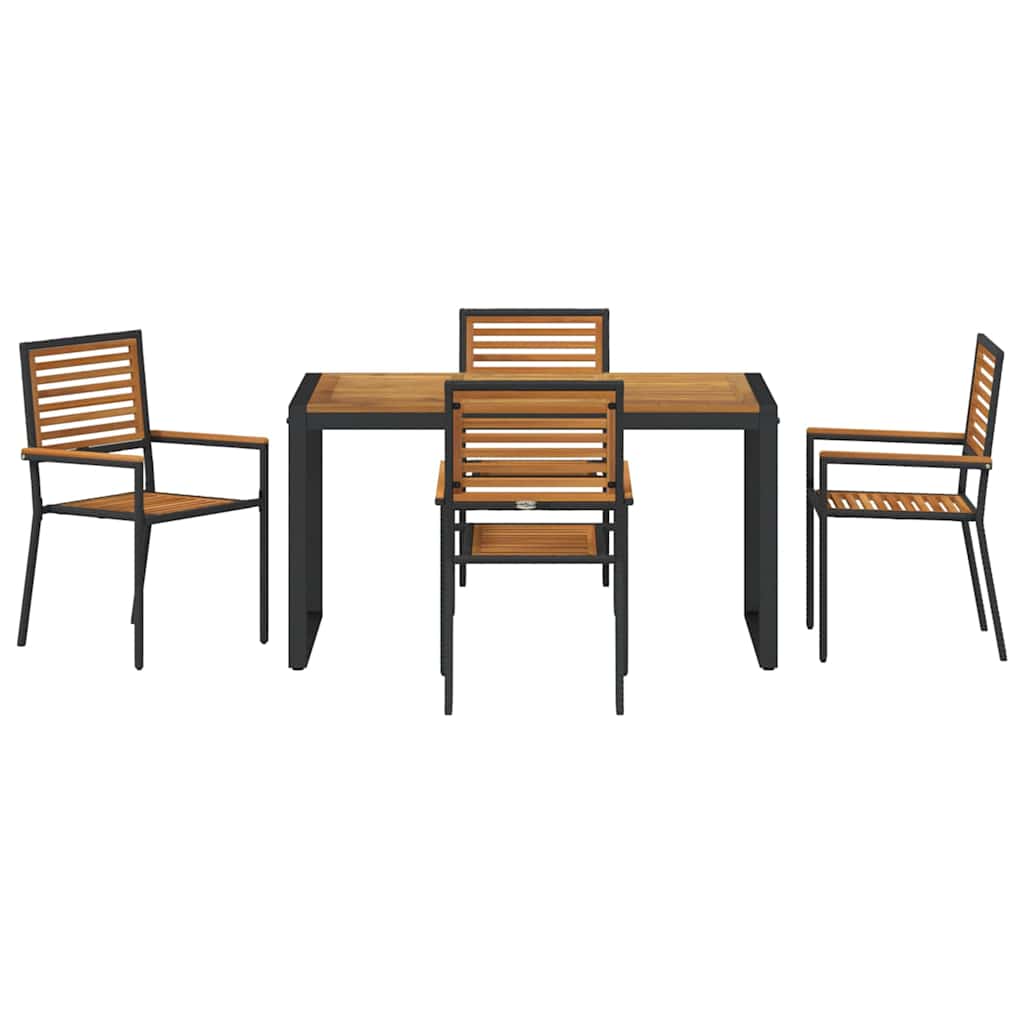 vidaXL Garden Dining Set 5 pcs Black and Brown poly rattan