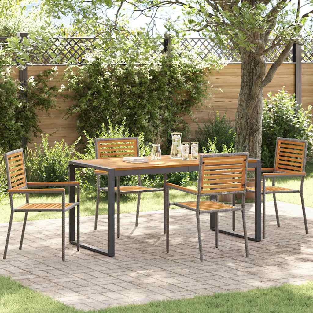vidaXL Garden Dining Set 5 pcs Black and Brown poly rattan