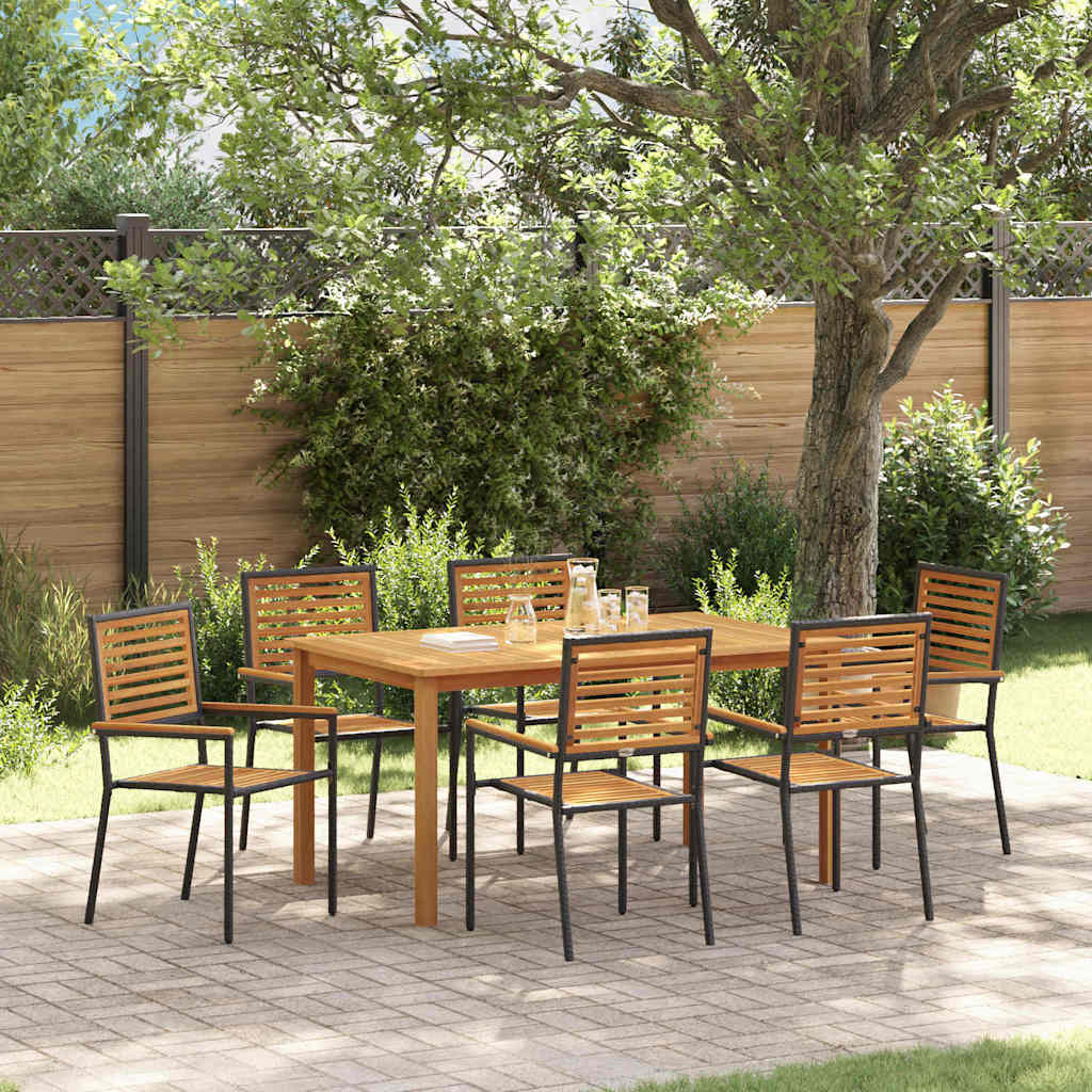 vidaXL Tuin Eettafel Set 3 pcs Zwart Massief Acacia Hout