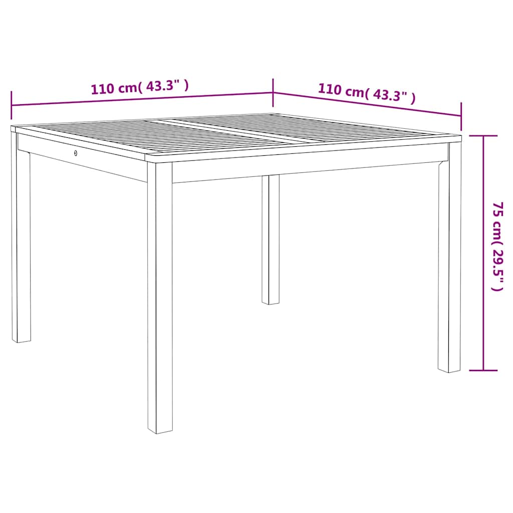 vidaXL Garden Dining Set 3 pcs Black Solid Acacia Wood