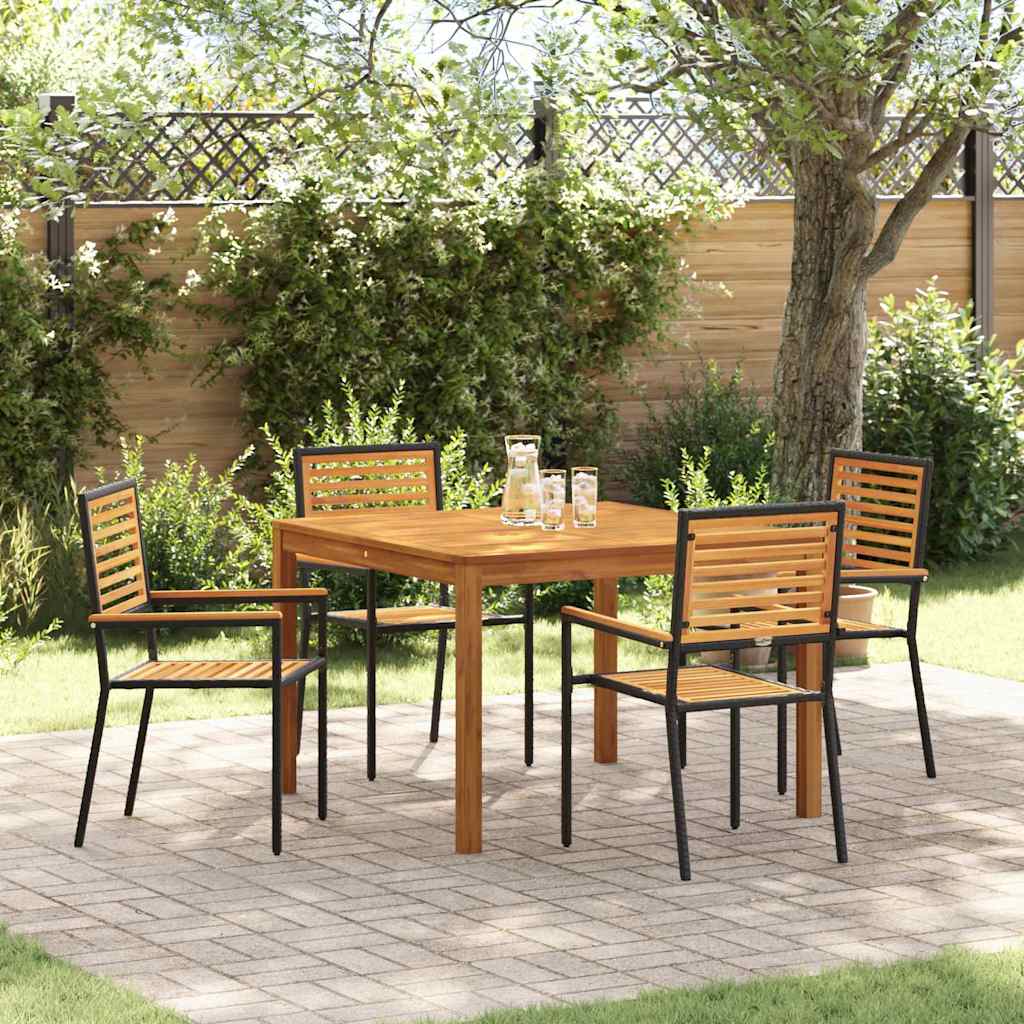 vidaXL Garden Dining Set 3 pcs Black Solid Acacia Wood
