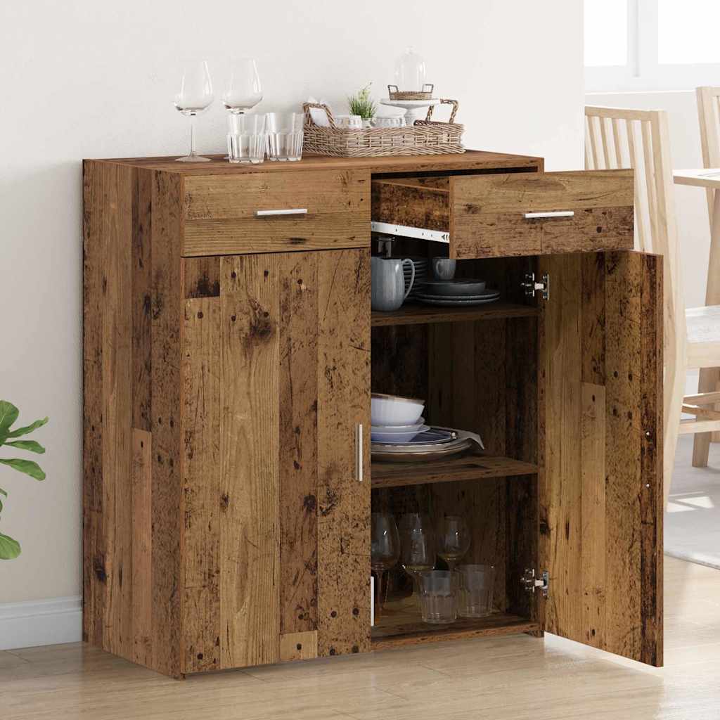 vidaXL Opbergkast met lade Oud hout 80 x 42,5 x 93,5 cm Bewerkt hout