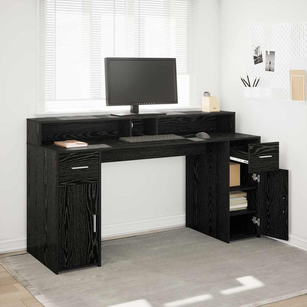 vidaXL Bureau met LED-verlichting 120x55x91 cm bewerkt hout wit