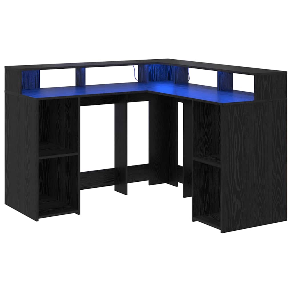 vidaXL Bureau met LED-verlichting 130x130x91 cm bewerkt hout wit