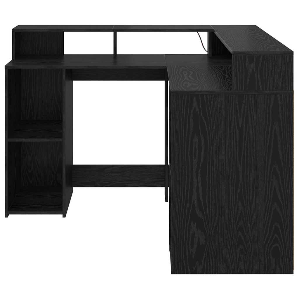 vidaXL Bureau met LED-verlichting 130x130x91 cm bewerkt hout wit