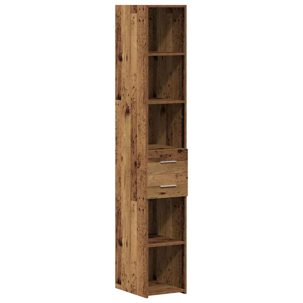 vidaXL Opbergkast met lade 2 pcs Oudhout 30 x 42,5 x 225 cm