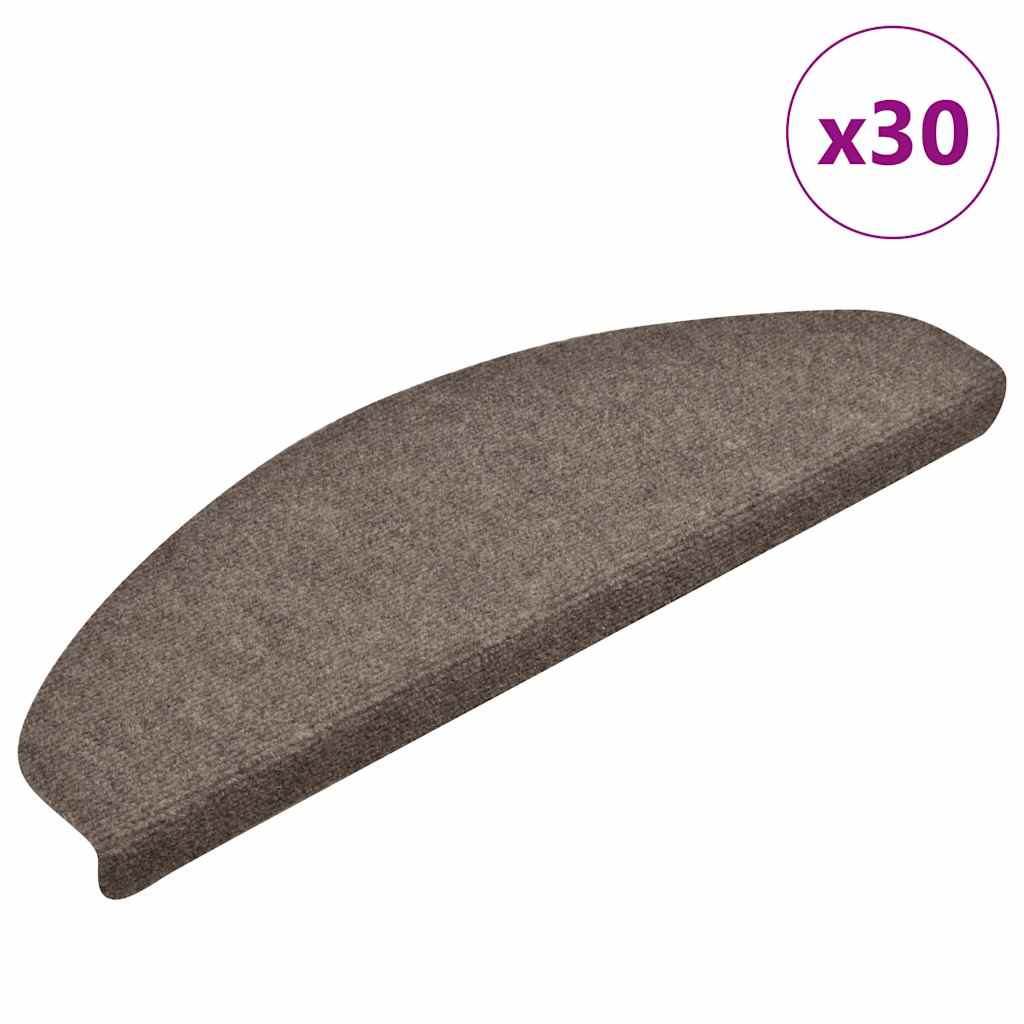 vidaXL Self-Adhesive Stair Mats 15 pcs 56x17x3 cm Light Brown Half Round