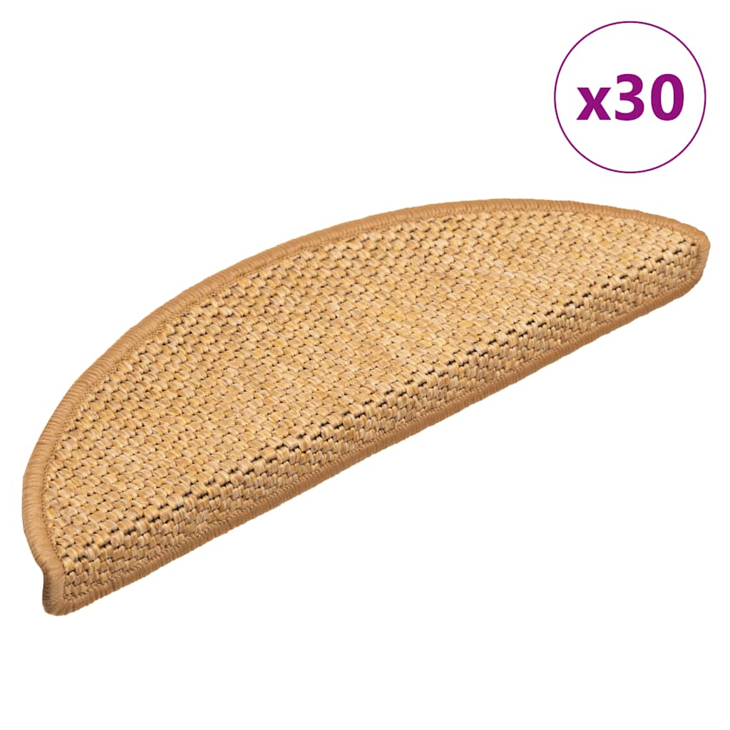 vidaXL Self-Adhesive Stair Mats 15 pcs Sisal-Look 56x17x3 cm Platinum-coloured