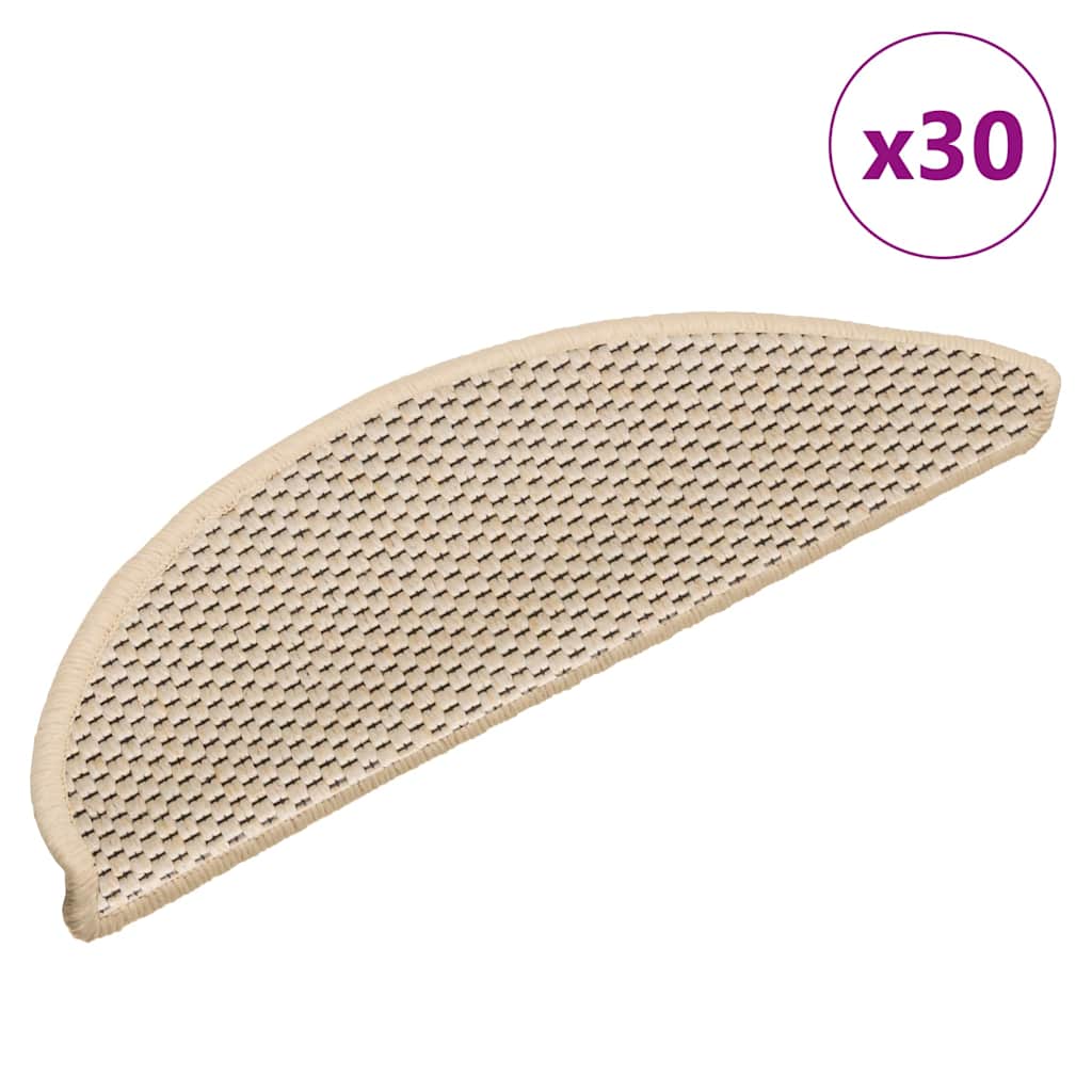 vidaXL Self-Adhesive Stair Mats 15 pcs Sisal-Look 56x17x3 cm Platinum-coloured
