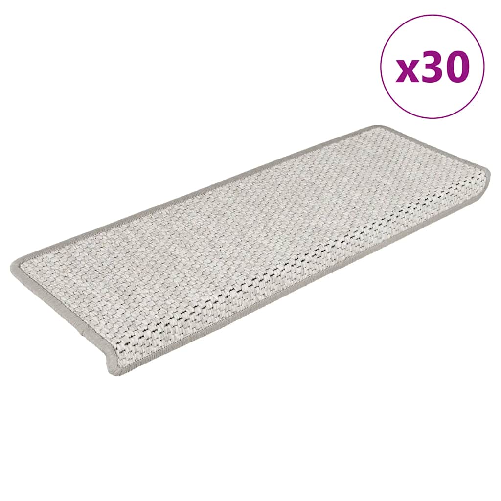 vidaXL Trapmatten zelfklevend 15 st sisal-look 65x21x4 cm platinakleur