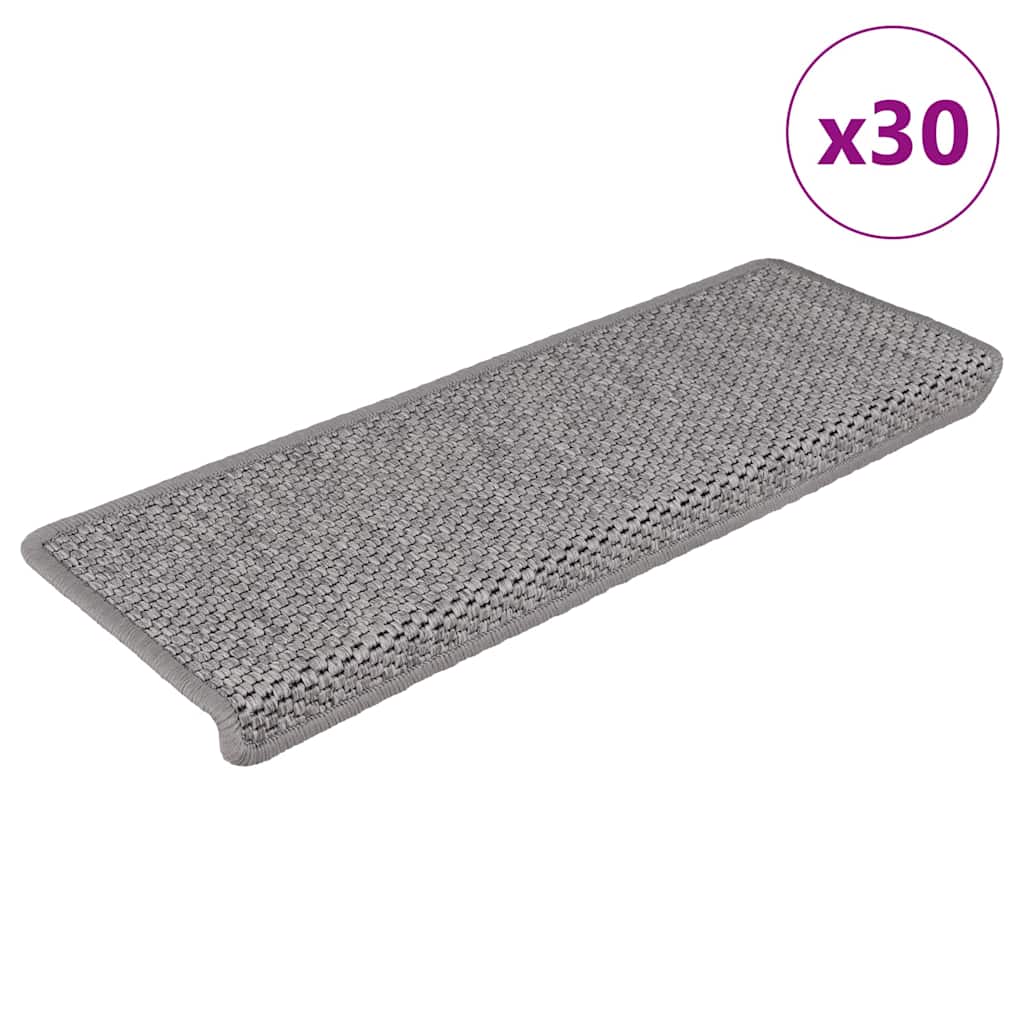 vidaXL Trapmatten zelfklevend 15 st sisal-look 65x21x4 cm platinakleur