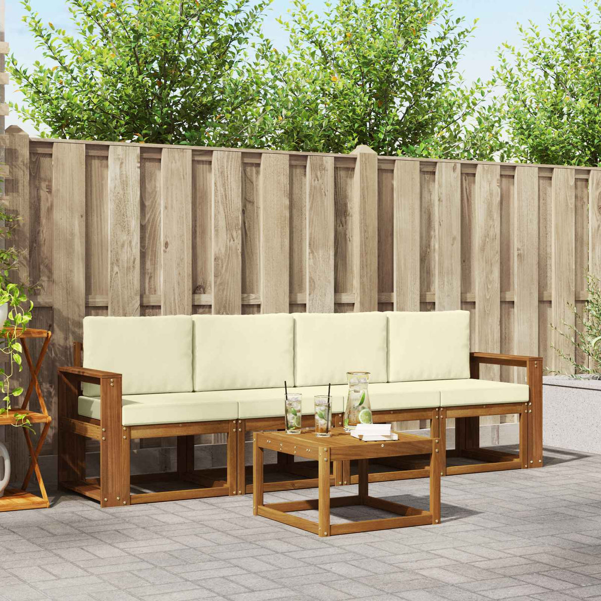 vidaXL Buiten bank set 5 pcs Naturel Massief Acacia Hout