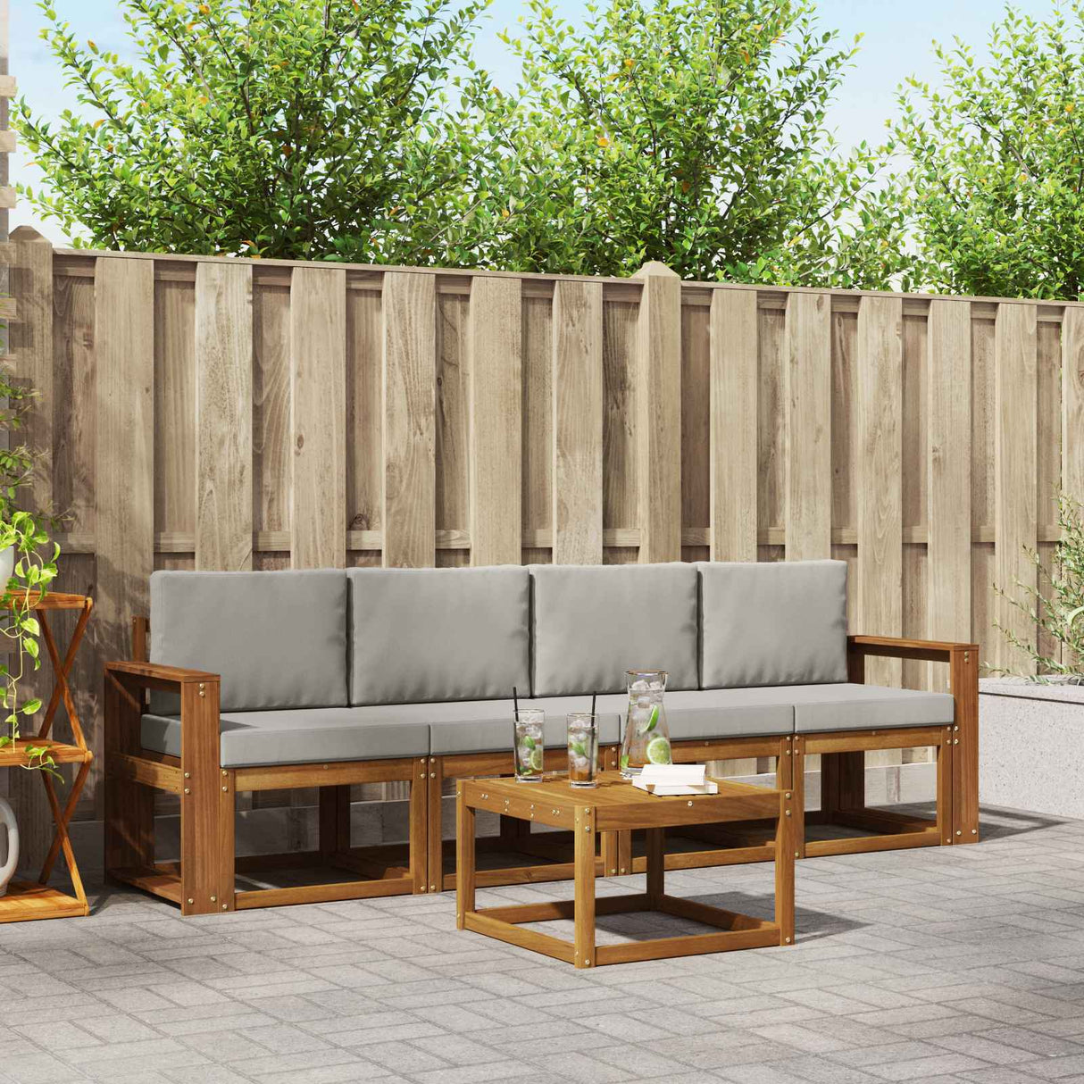 vidaXL Buiten bank set 5 pcs Naturel Massief Acacia Hout