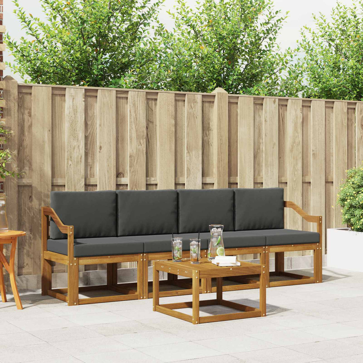 vidaXL Buiten bank set 5 pcs Naturel Massief Acacia Hout