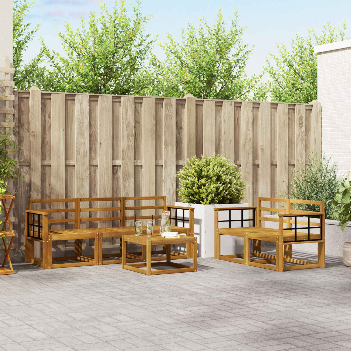 vidaXL Outdoor Sofa Set 6 pcs Natural Solid Acacia Wood