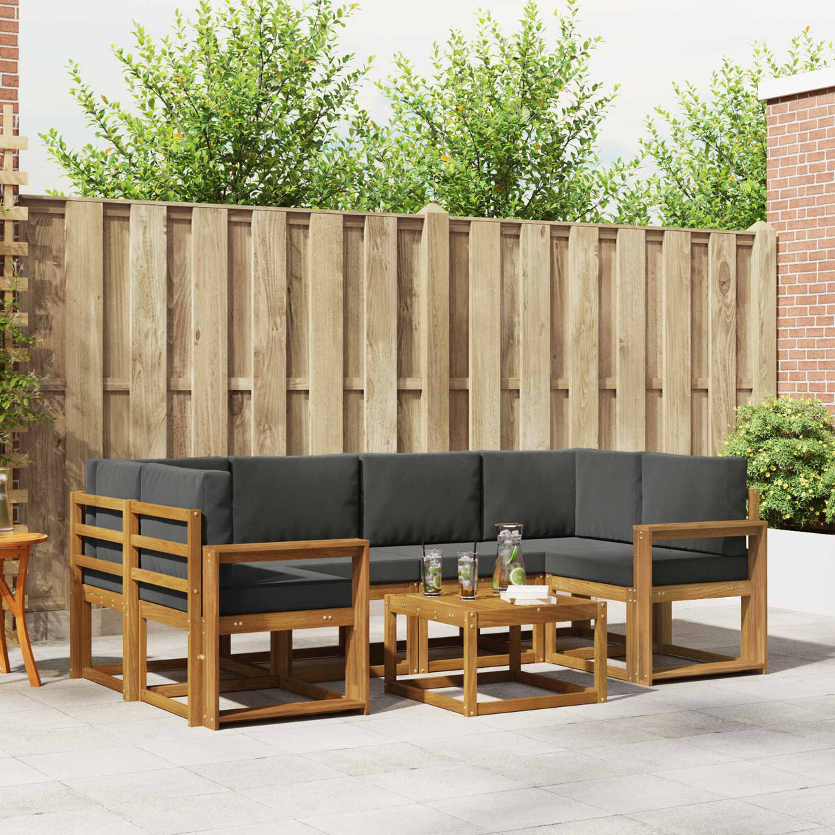 vidaXL Ensemble de banque de construction avec ustensiles 7 pcs Naturel et Crème
