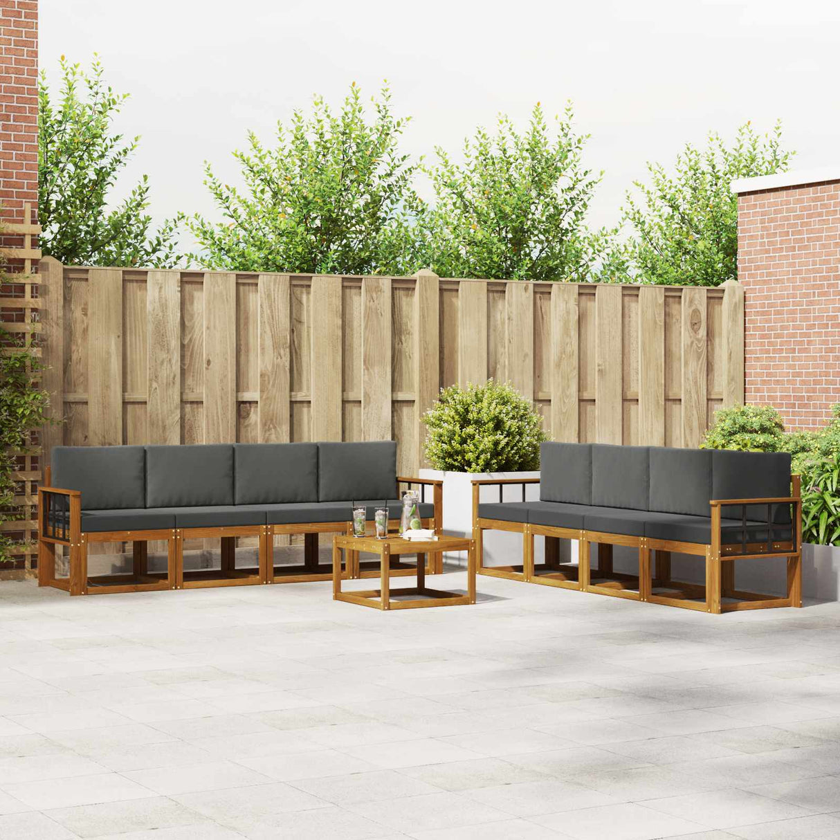 vidaXL Outdoor Sofa Set 9 pcs Natural Solid Acacia Wood