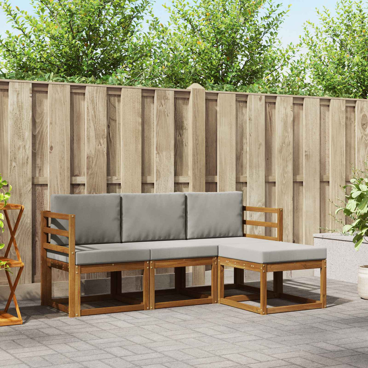 vidaXL Buiten bank set 4 pcs Naturel