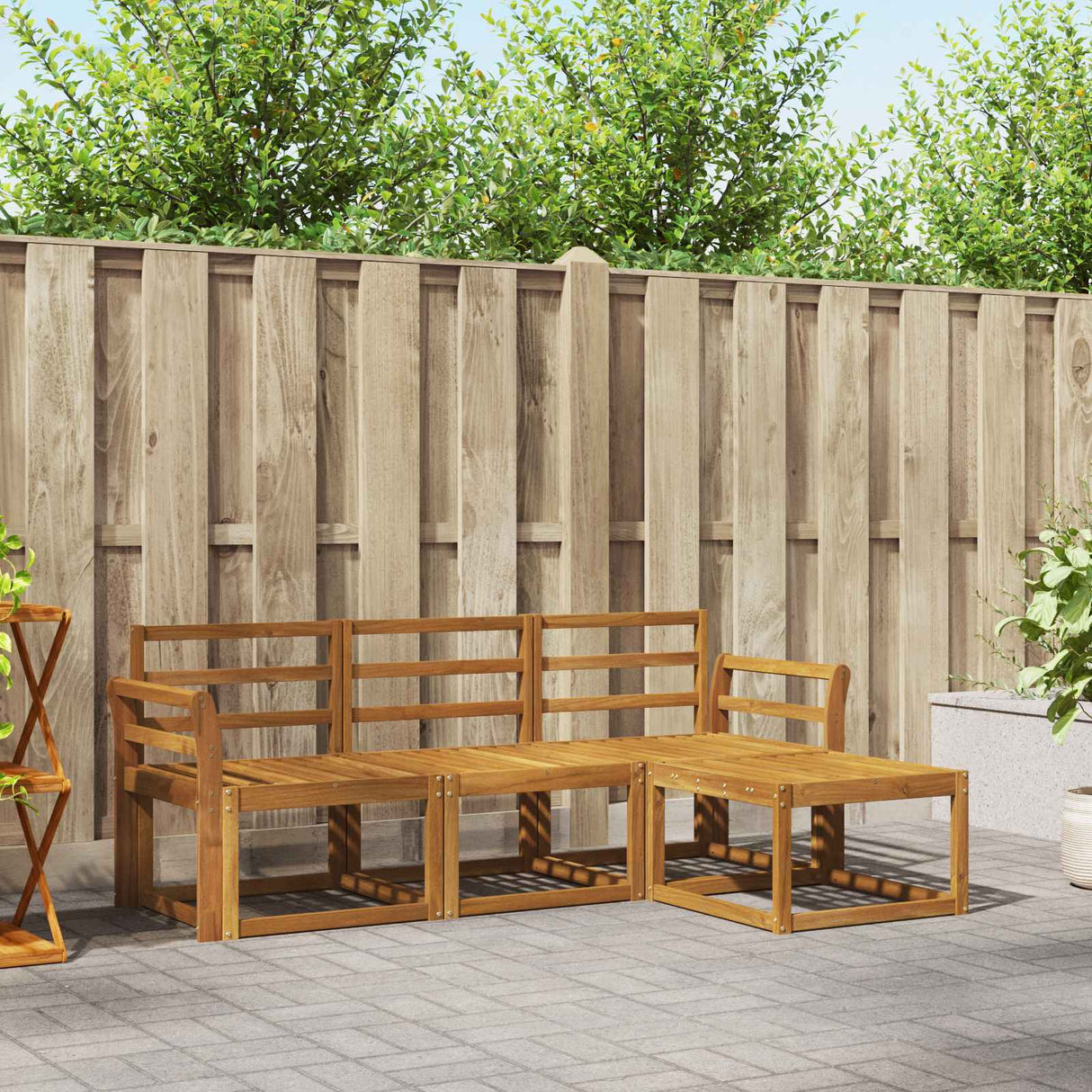 vidaXL Buiten bank set 4 pcs Naturel