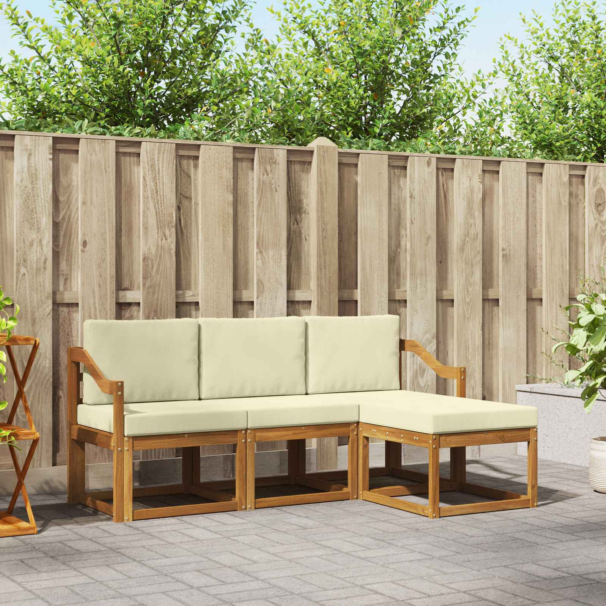 vidaXL Buiten bank set 4 pcs Naturel
