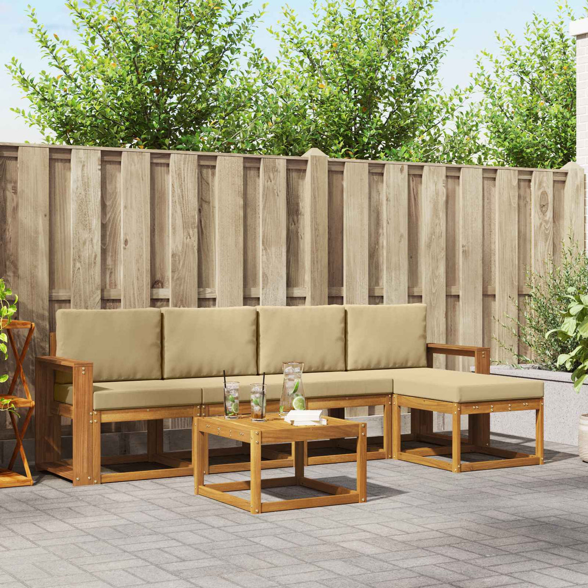 vidaXL Outdoor Sofa Set 6 pcs Natural Solid Acacia Wood