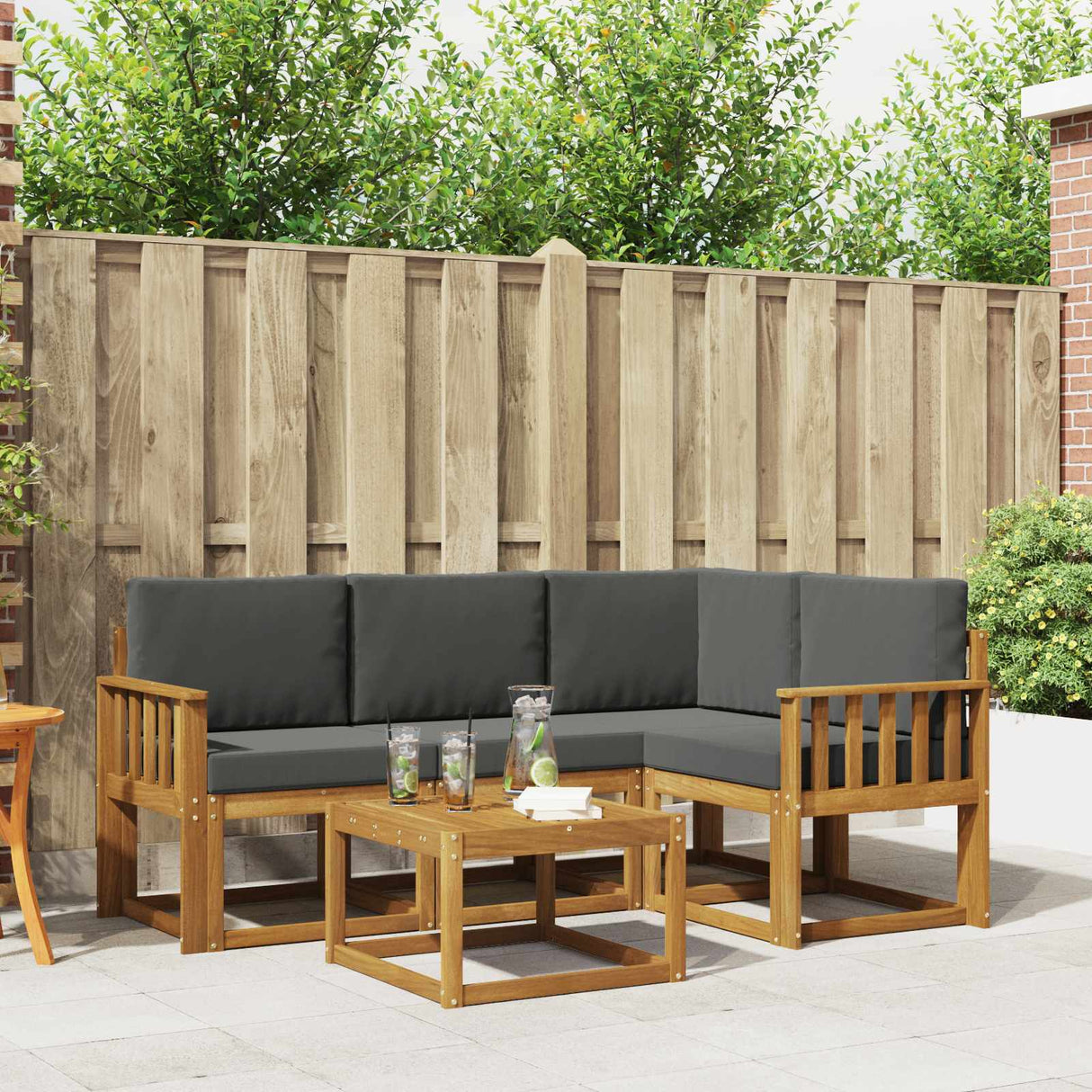 vidaXL Outdoor Sofa Set 5 pcs Natural Solid Acacia Wood
