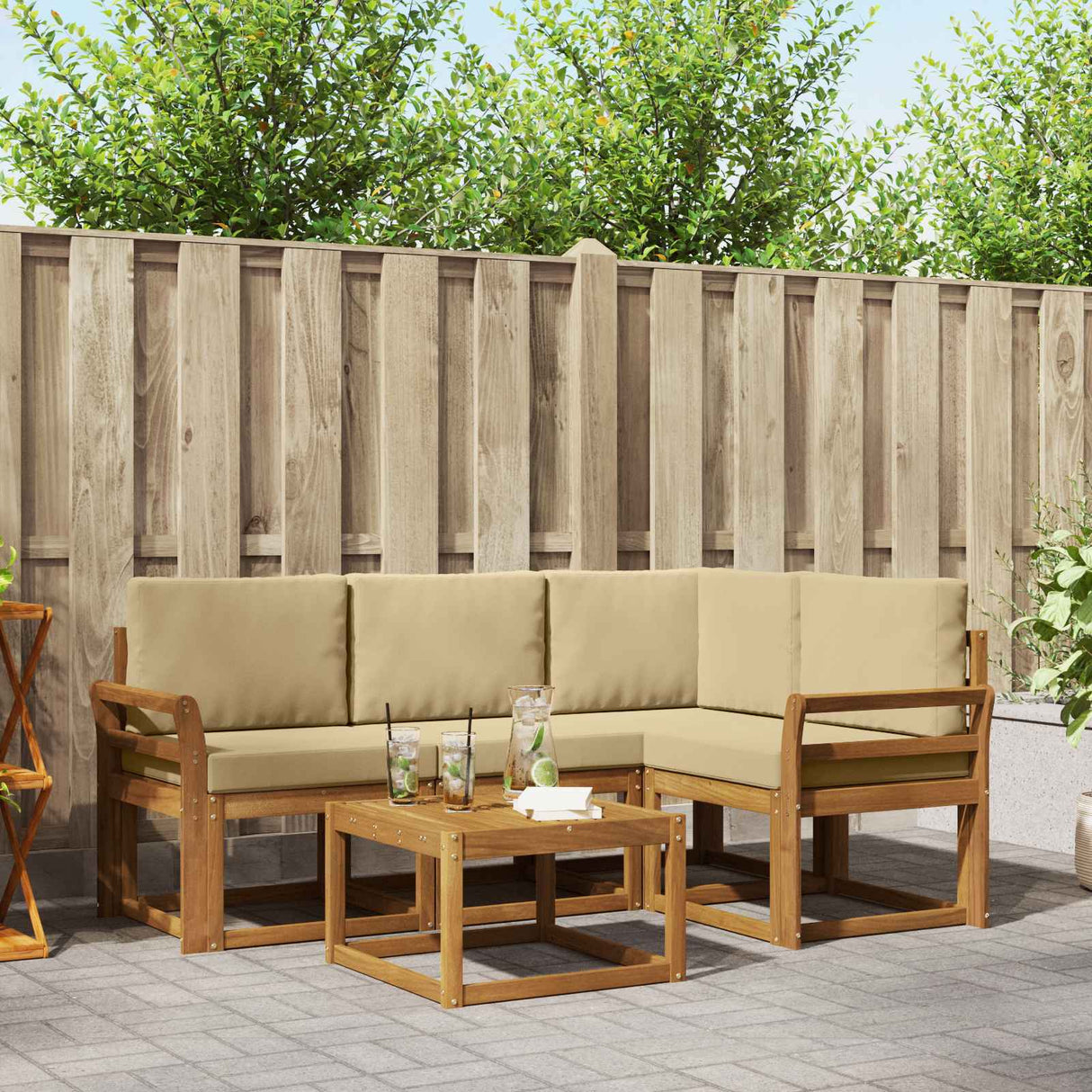 vidaXL Outdoor Sofa Set 5 pcs Natural Solid Acacia Wood