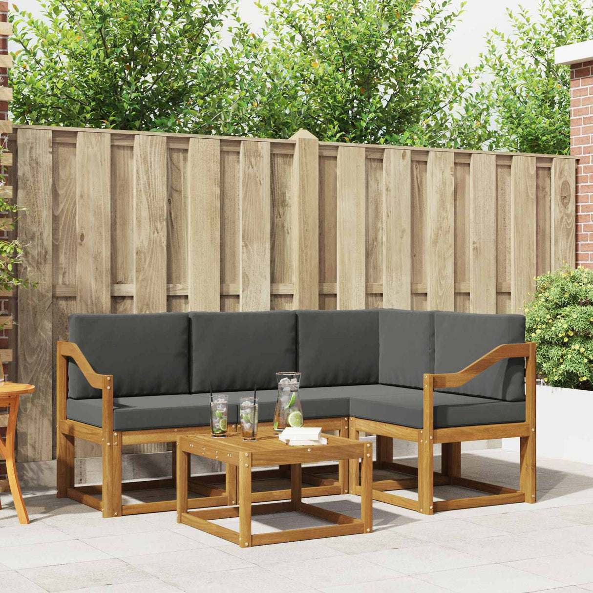 vidaXL Outdoor Sofa Set 5 pcs Natural Solid Acacia Wood