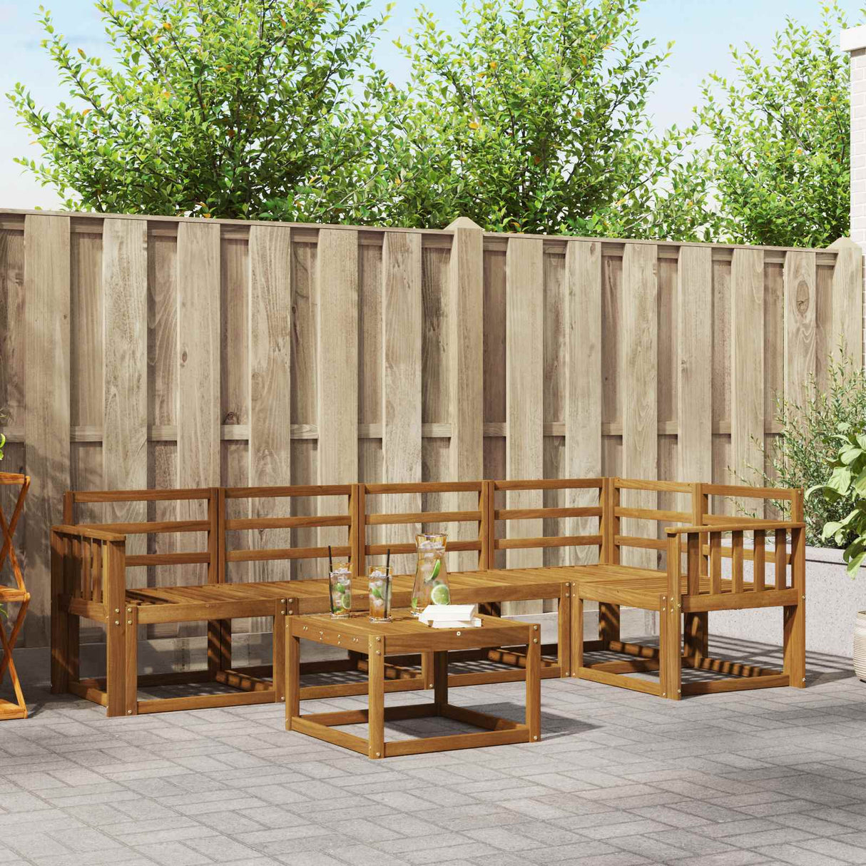 vidaXL Bankstel 6 pcs Naturel Massief Acacia Hout