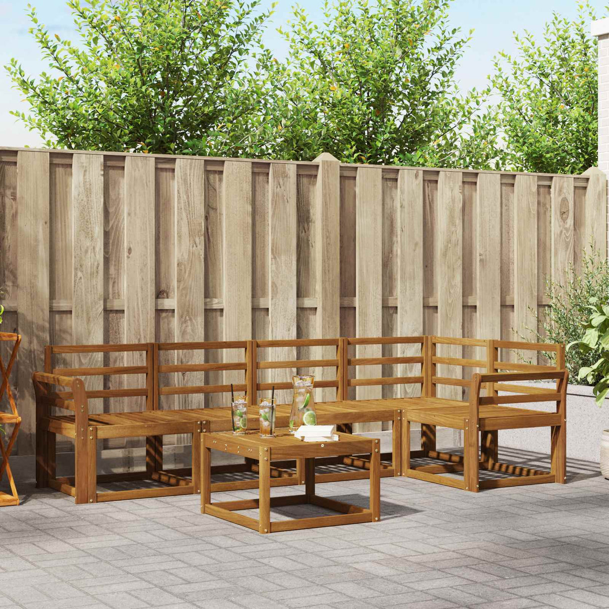 vidaXL Bankstel 6 pcs Naturel Massief Acacia Hout
