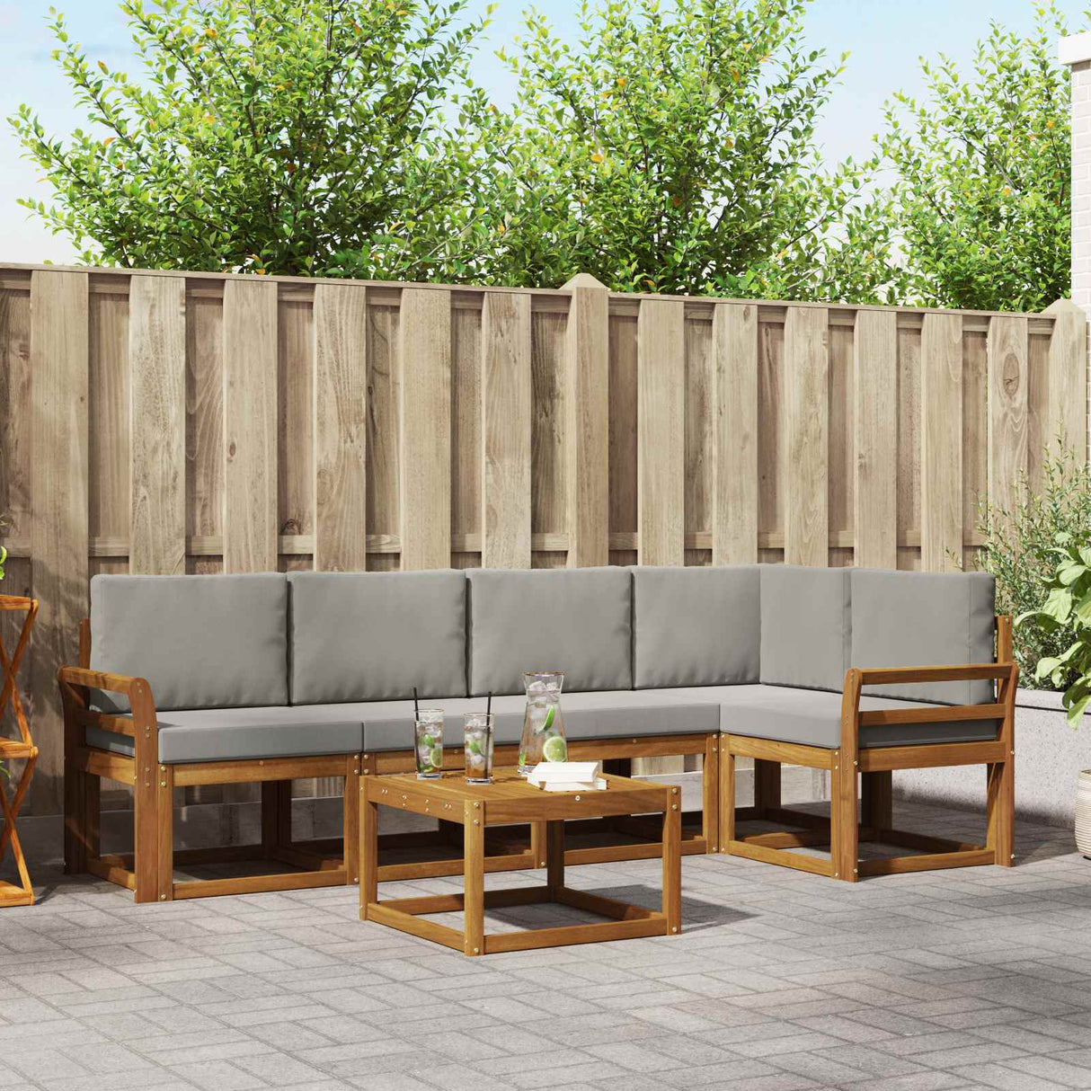 vidaXL Bankstel 6 pcs Naturel Massief Acacia Hout