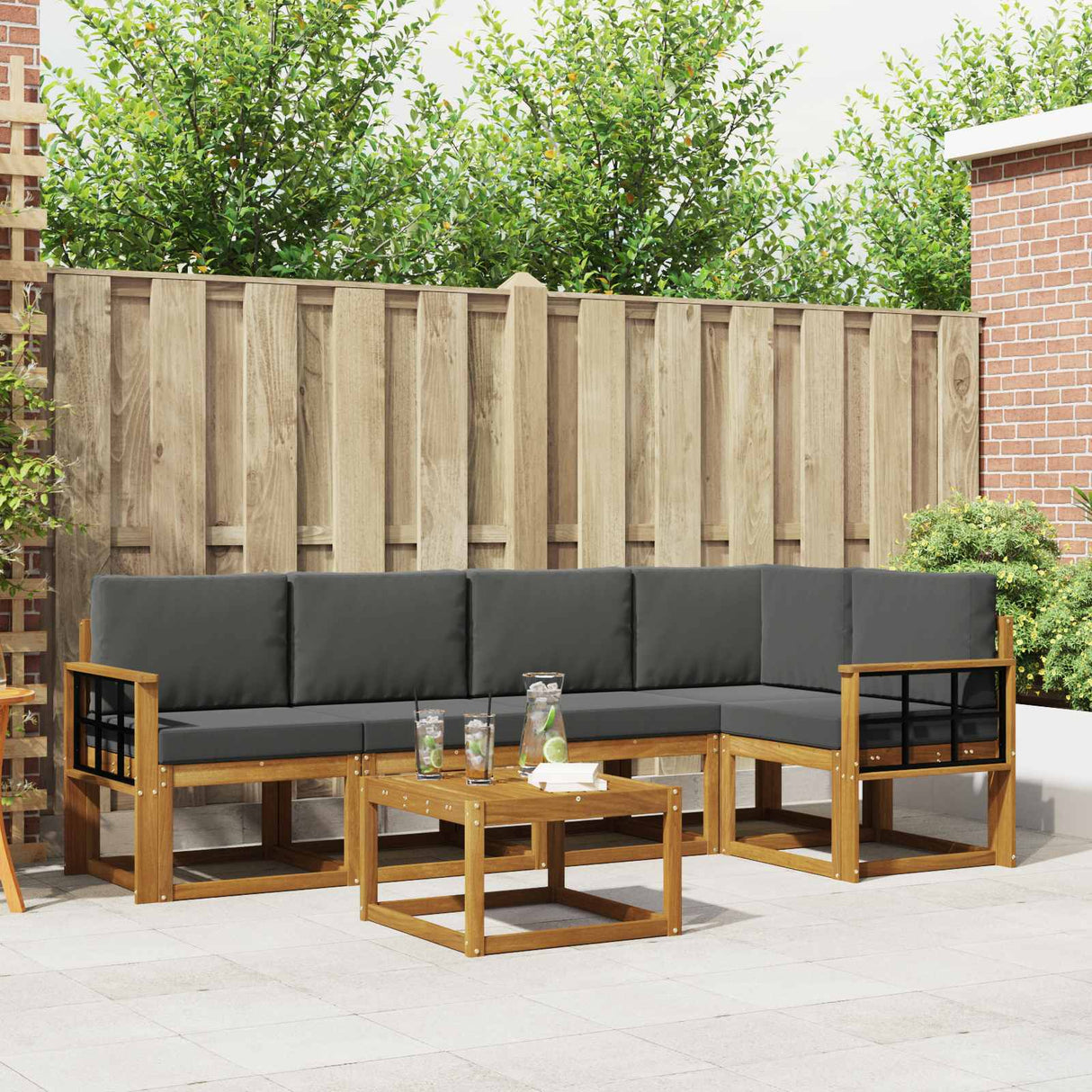 vidaXL Bankstel 6 pcs Naturel Massief Acacia Hout