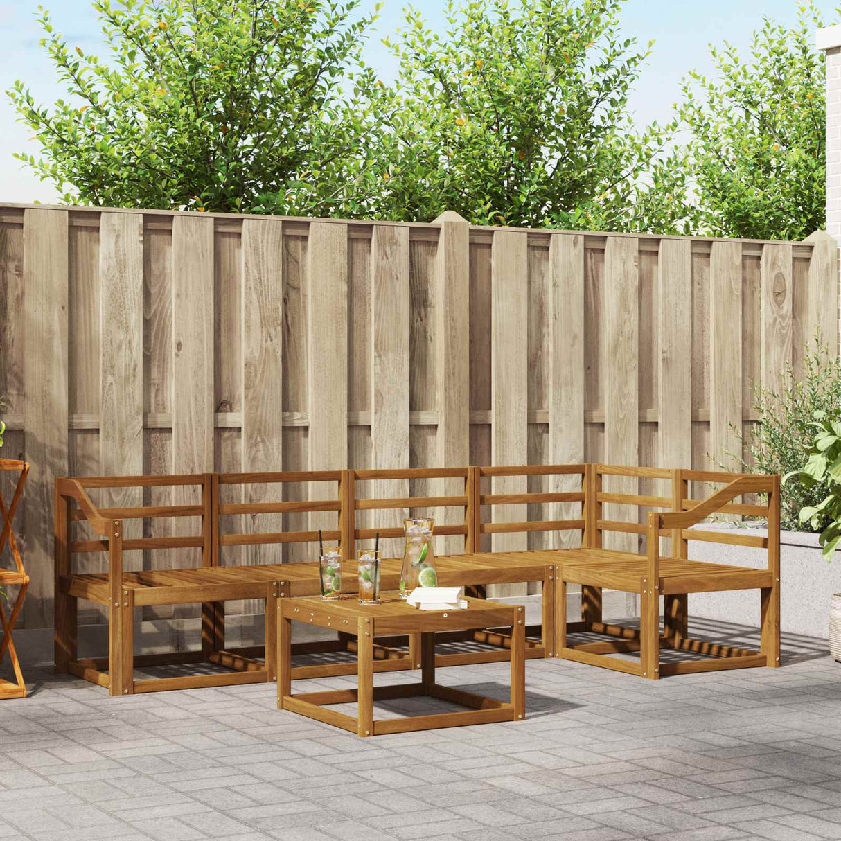 vidaXL Bankstel 6 pcs Naturel Massief Acacia Hout
