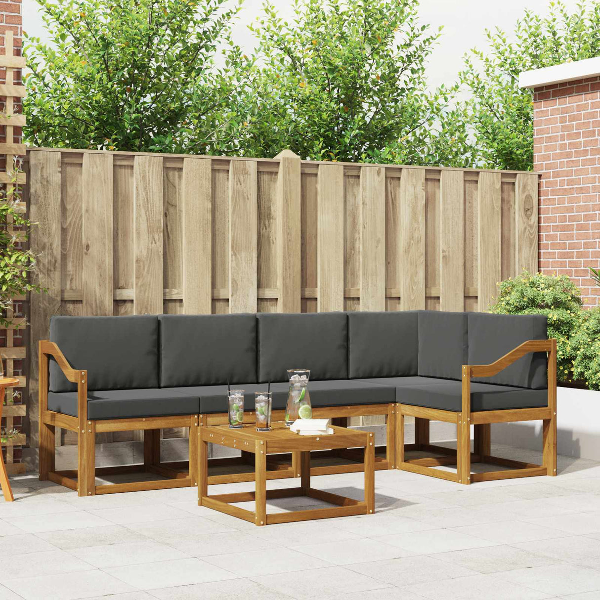 vidaXL Bankstel 6 pcs Naturel Massief Acacia Hout