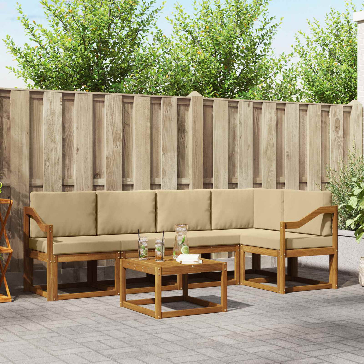 vidaXL Bankstel 6 pcs Naturel Massief Acacia Hout
