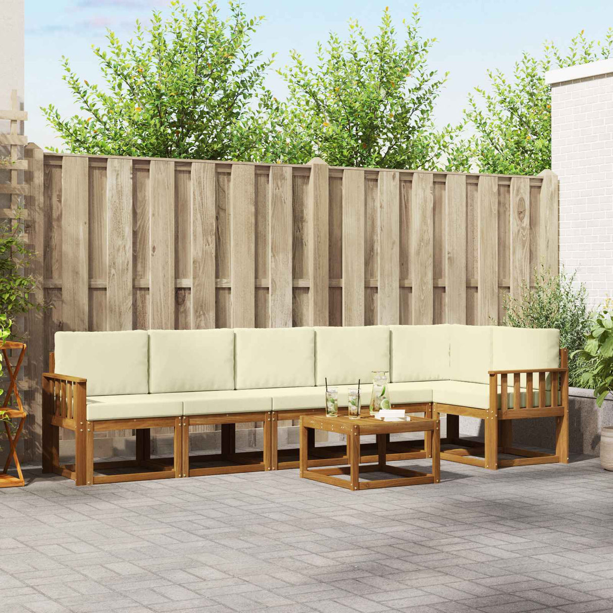 vidaXL Outdoor Sofa Set 7 pcs Natural Solid Acacia Wood