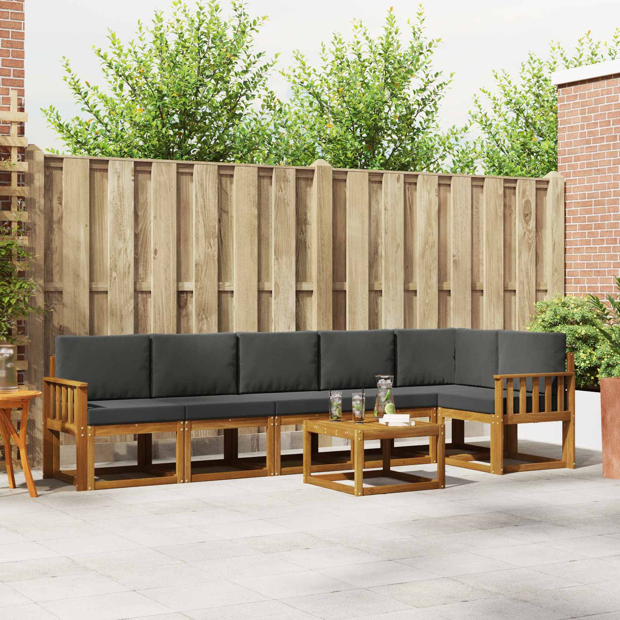 vidaXL Outdoor Sofa Set 7 pcs Natural Solid Acacia Wood