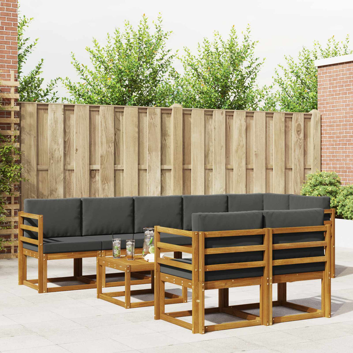 vidaXL Buiten bank set 9 pcs Naturel Massief Acacia Hout