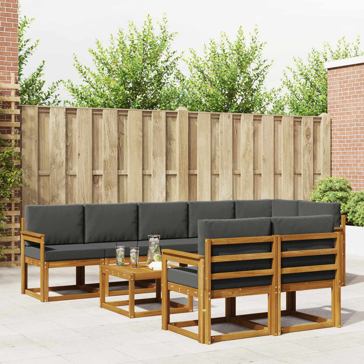 vidaXL Buiten bank set 9 pcs Naturel Massief Acacia Hout