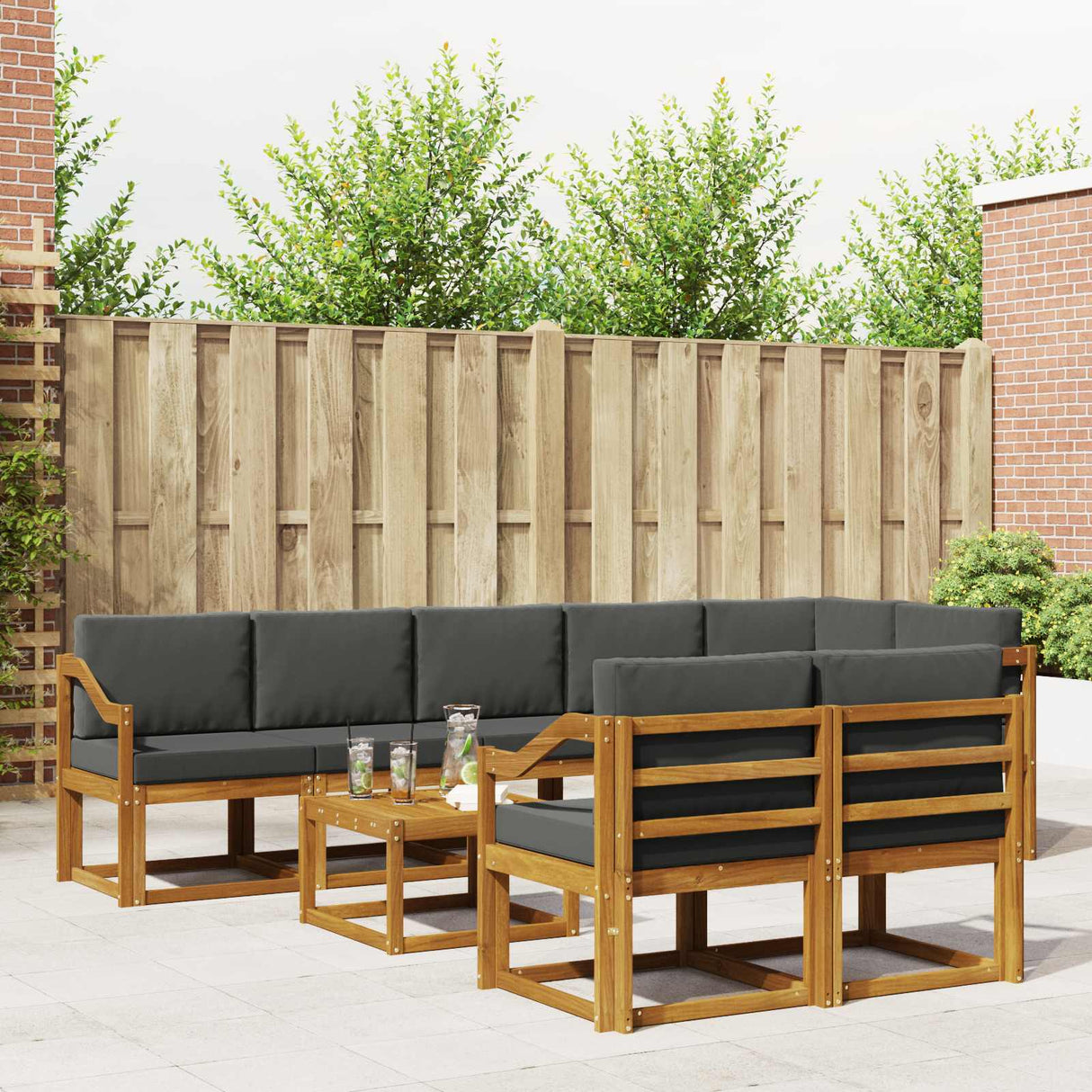 vidaXL Buiten bank set 9 pcs Naturel Massief Acacia Hout
