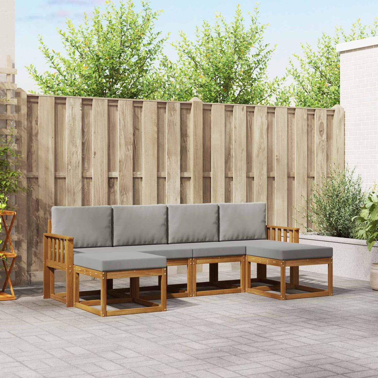 vidaXL Outdoor Sofa Set 6 pcs Natural Solid Acacia Wood