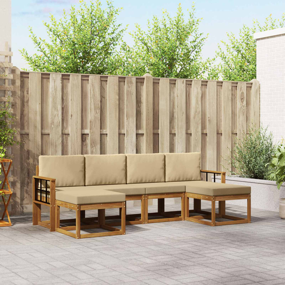 vidaXL Outdoor Sofa Set 6 pcs Natural Solid Acacia Wood