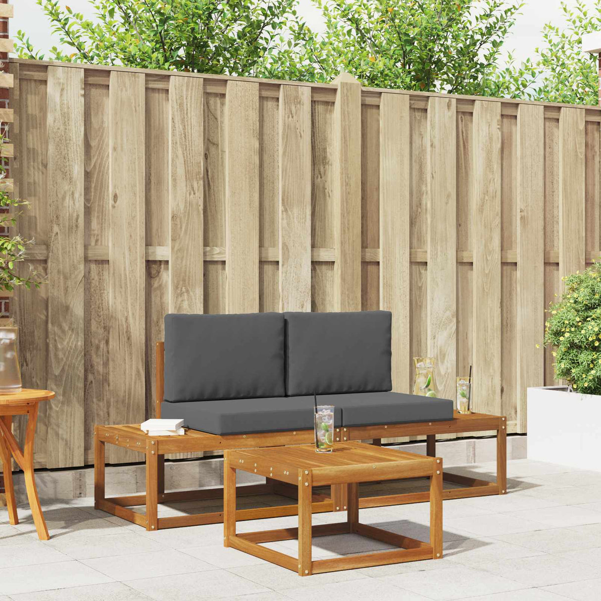 vidaXL Buiten bank set 3 pcs Naturel Massief Acacia Hout
