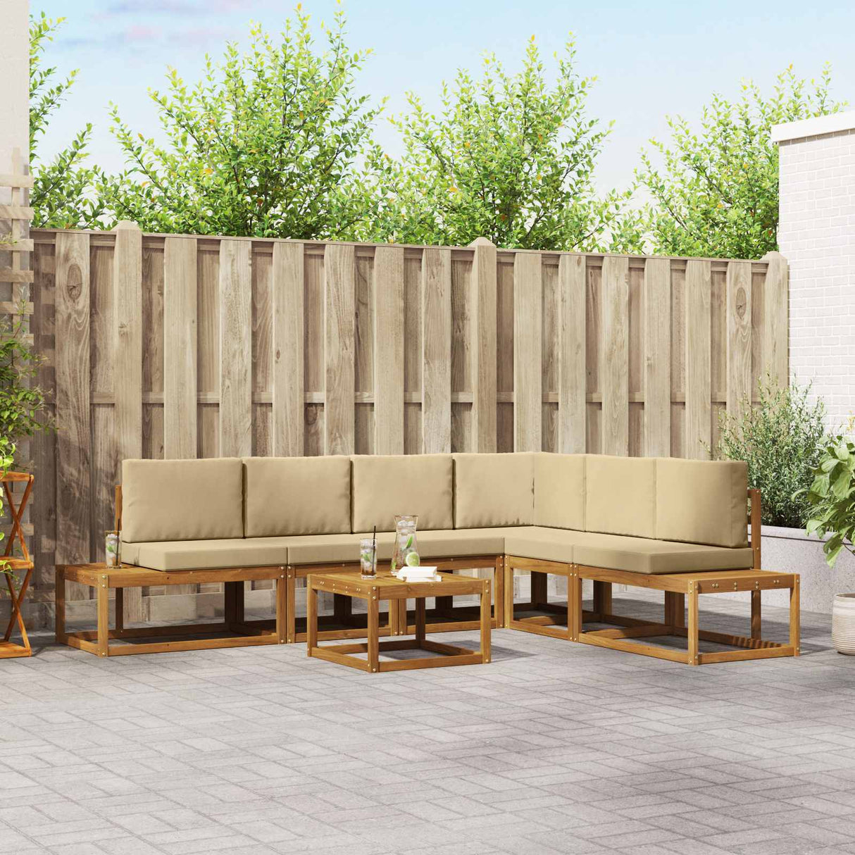 vidaXL Buiten bank set 7 Stuk Naturel Massief Acacia Hout