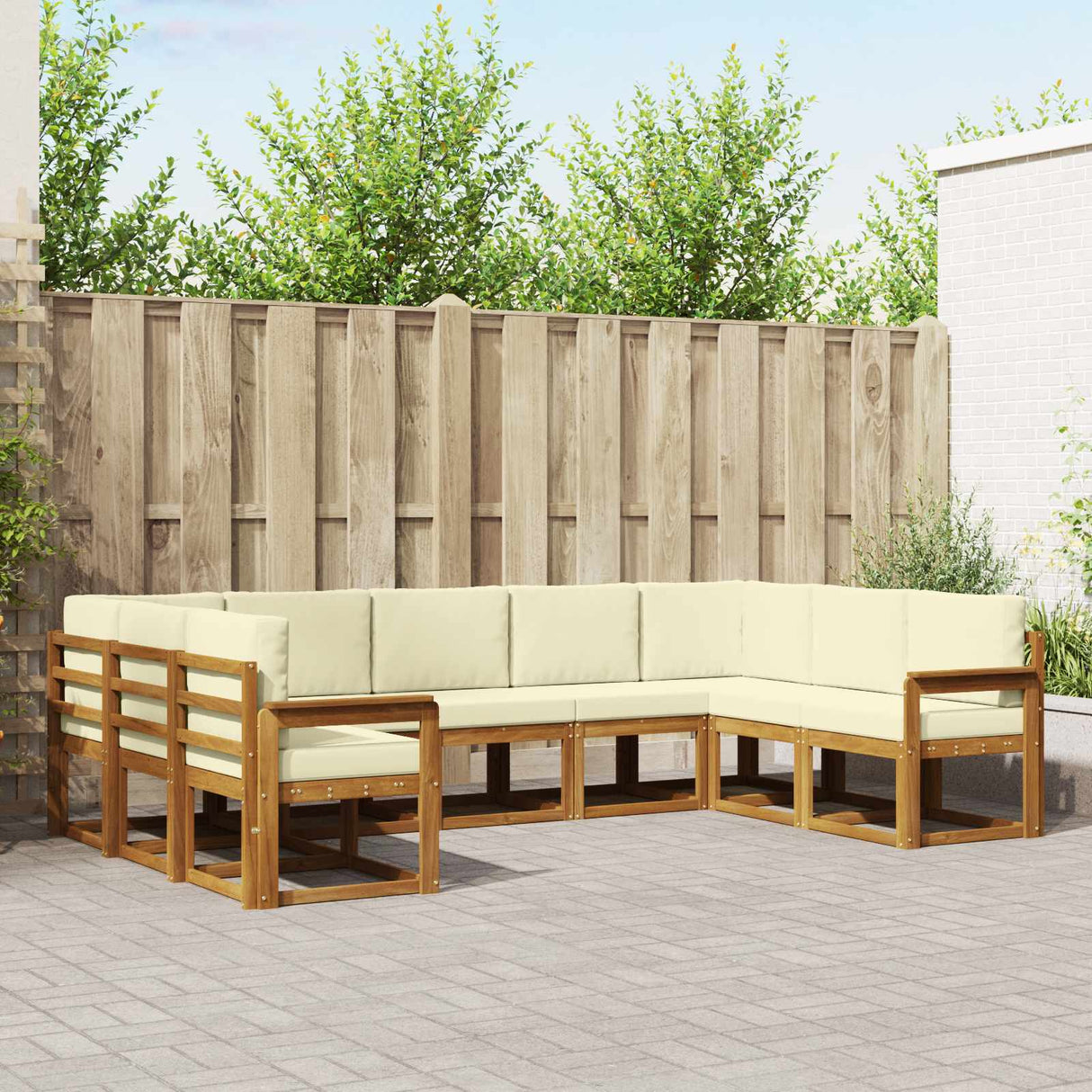 vidaXL Buiten bank set 9 pcs Naturel Massief Acacia Hout