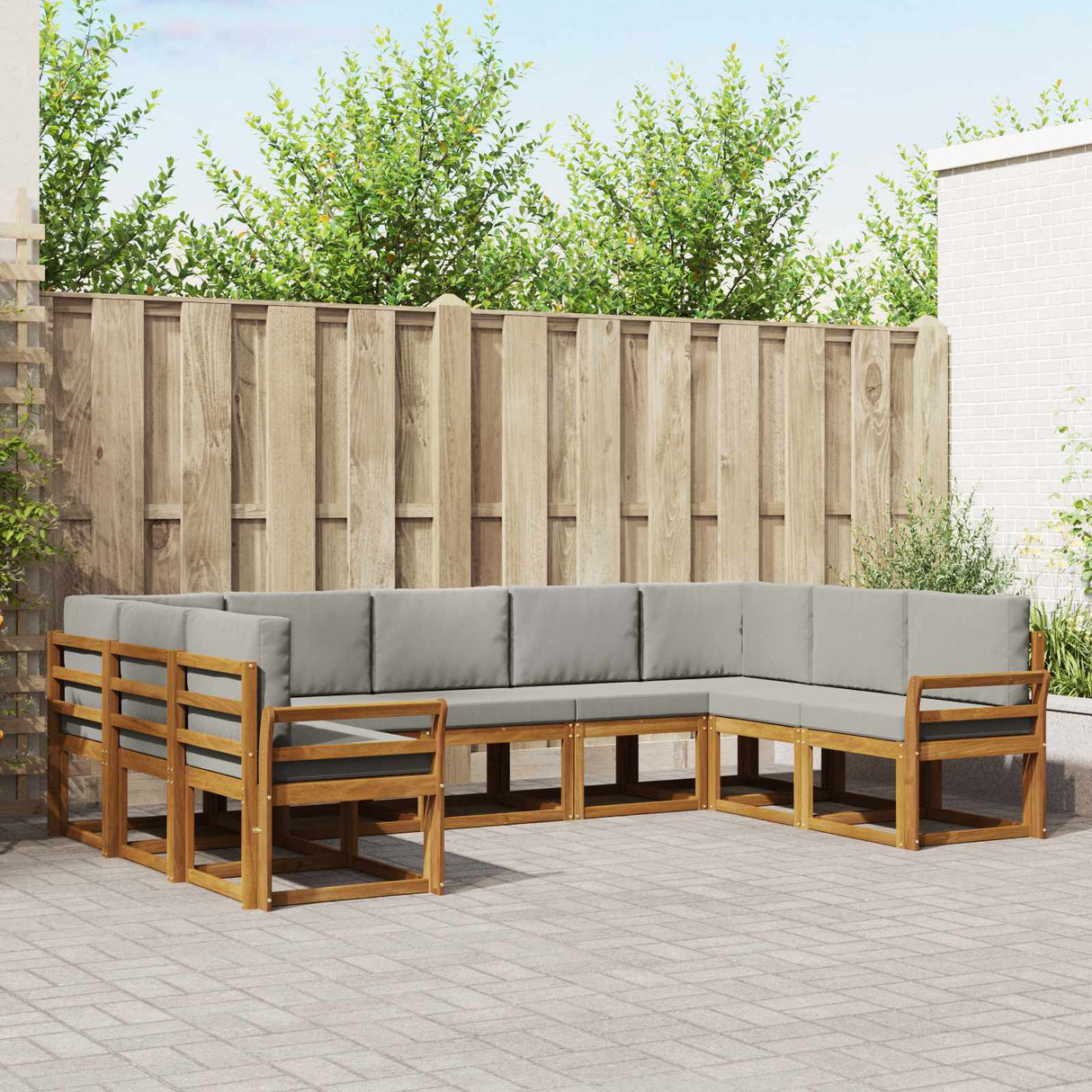 vidaXL Buiten bank set 9 pcs Naturel Massief Acacia Hout