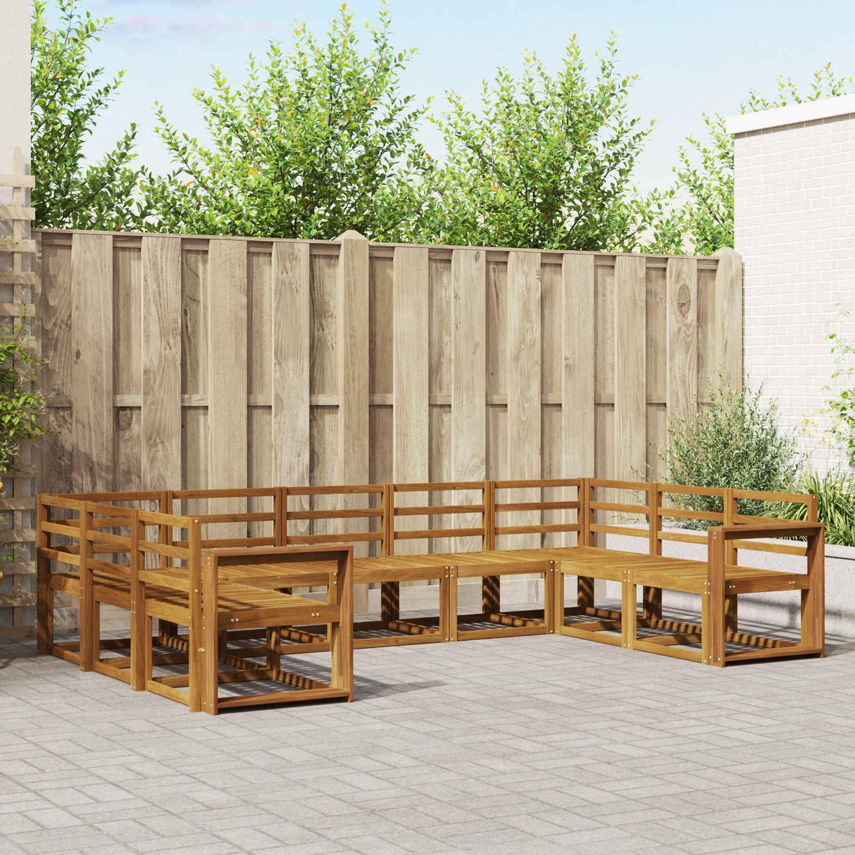 vidaXL Buiten bank set 9 pcs Naturel Massief Acacia Hout